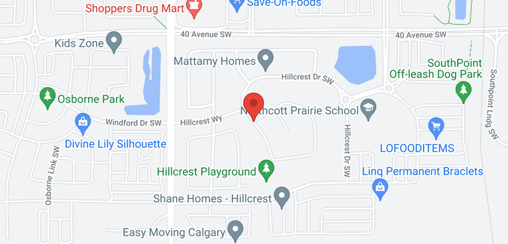 map of 1148 HILLCREST LN SW